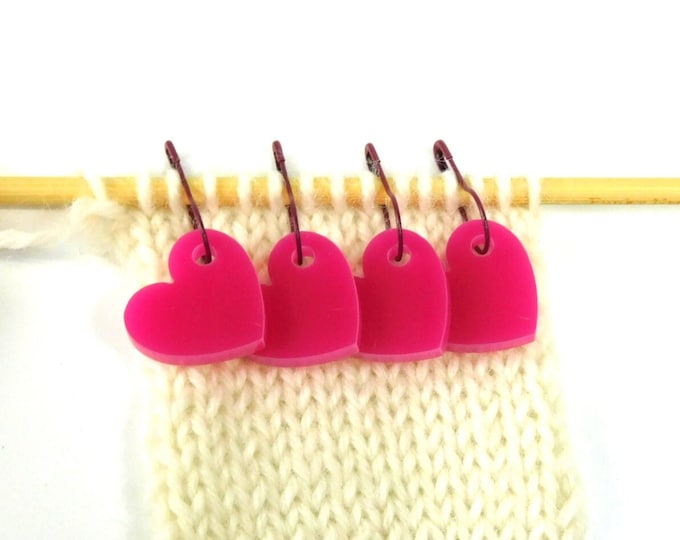 Pink Heart Stitch Markers Set of 4