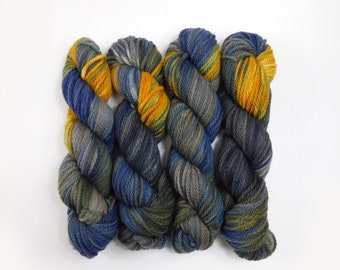 Uhtred The Last Kingdom Blue Black Amber Variegated Merino Chunky Wool Yarn 100g