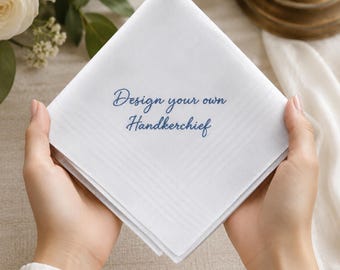 Personalized Embroidered Wedding Handkerchief, Custom Message Cotton Keepsake