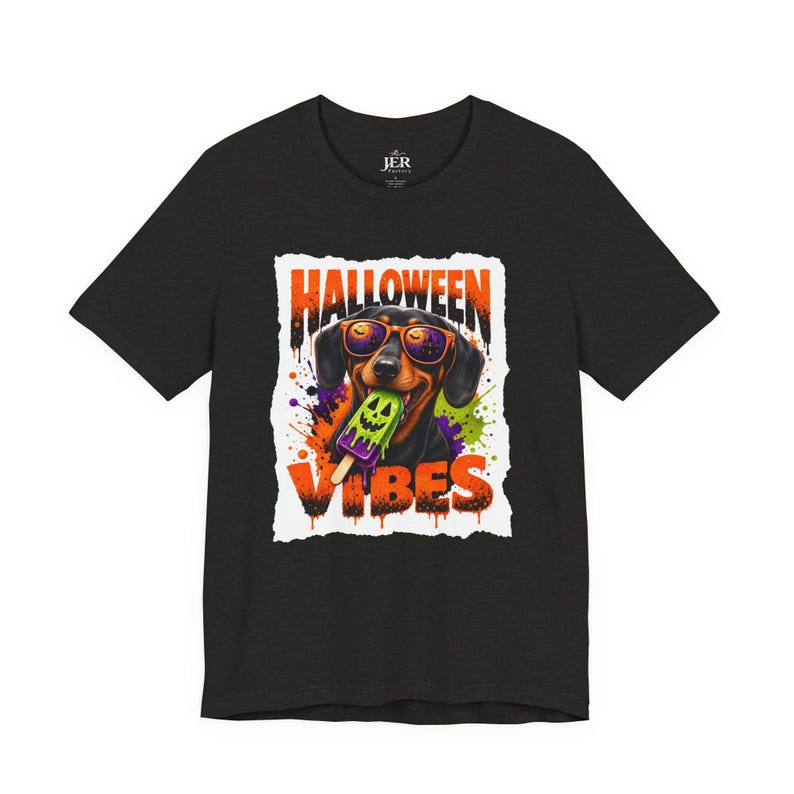Halloween Vibes Dachshund Tee | Halloween Dog Graphic T-Shirt image 9
