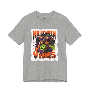 Halloween Vibes Dachshund Tee | Halloween Dog Graphic T-Shirt image 11