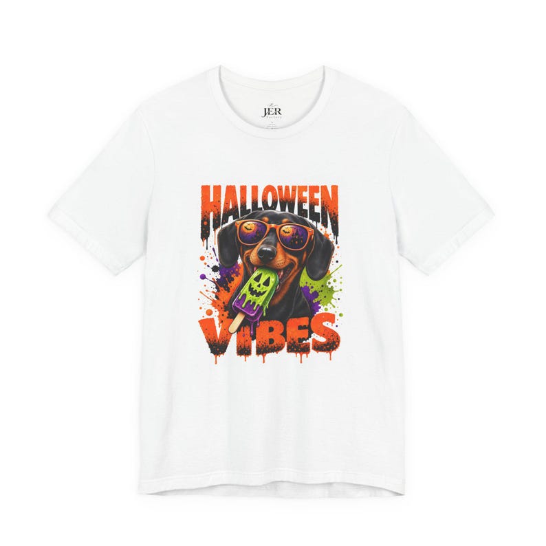 Halloween Vibes Dachshund Tee | Halloween Dog Graphic T-Shirt image 2