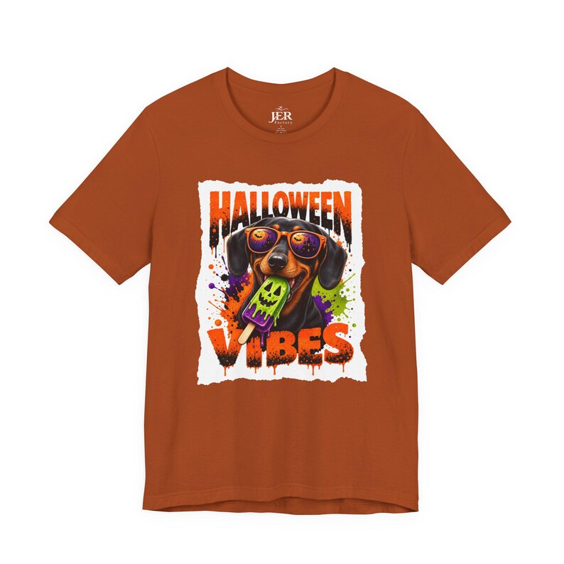 Halloween Vibes Dachshund Tee | Halloween Dog Graphic T-Shirt image 7