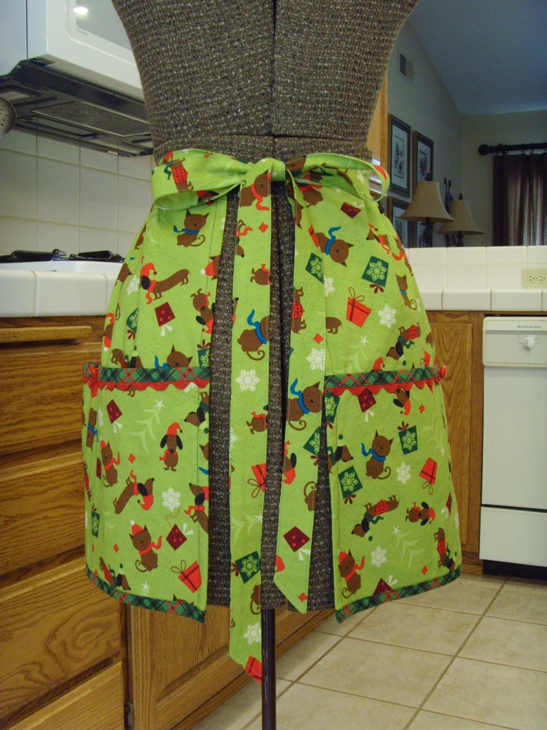 Christmas Apron Retro Christmas Half Apron With Adorable Etsy