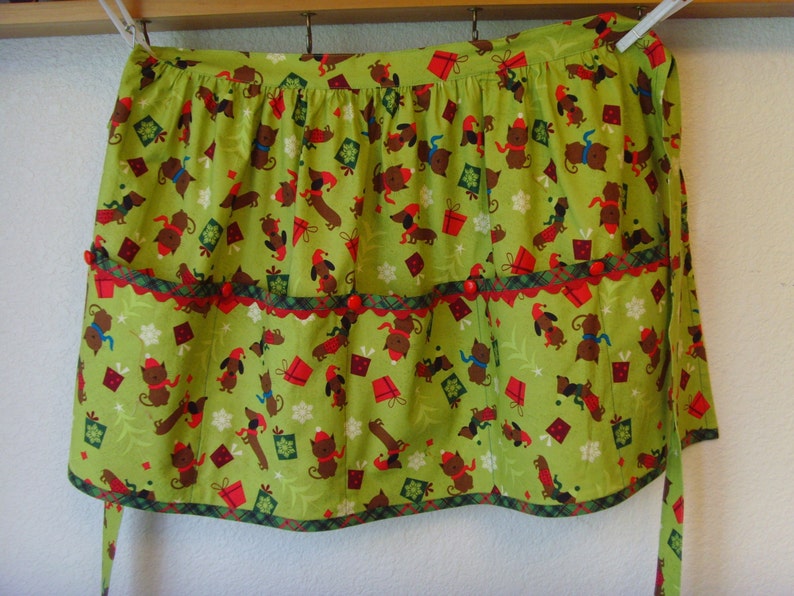 Christmas Apron Retro Christmas Half Apron With Adorable Etsy