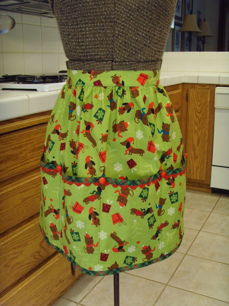 Christmas Apron Retro Christmas Half Apron With Adorable Etsy