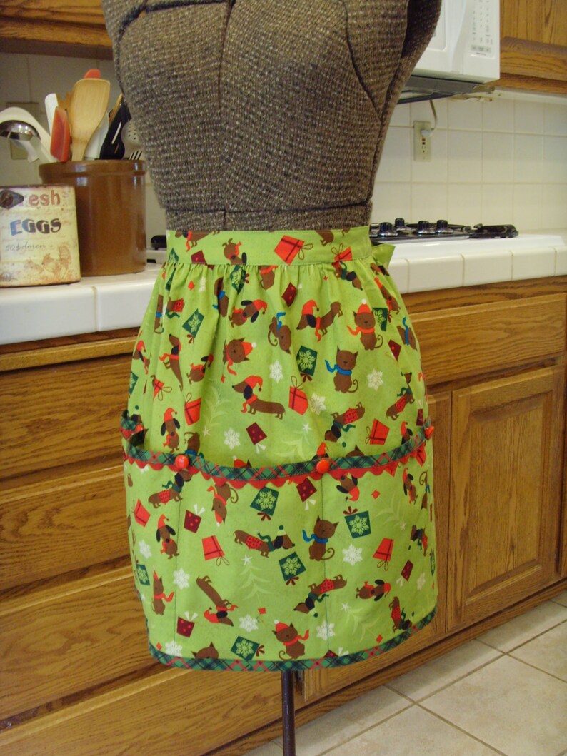 Christmas Apron Retro Christmas Half Apron With Adorable Etsy