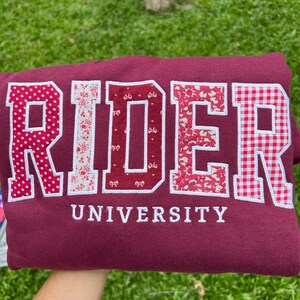 Custom Varsity Applique Embroidered Sweatshirt, Personalized College Style Crewneck, Preppy Patchwork Letter Sweatshirt Gift
