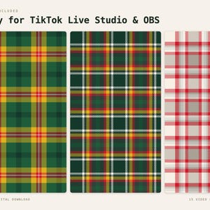 Christmas Tartan TikTok Live Background Bundle | 15 Seamless Looping Holiday Plaid Videos | Red Green Gold Vertical 9:16 MP4 OBS Stream image 5