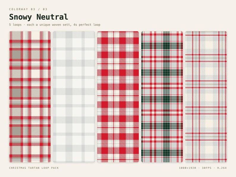 Christmas Tartan TikTok Live Background Bundle | 15 Seamless Looping Holiday Plaid Videos | Red Green Gold Vertical 9:16 MP4 OBS Stream image 4