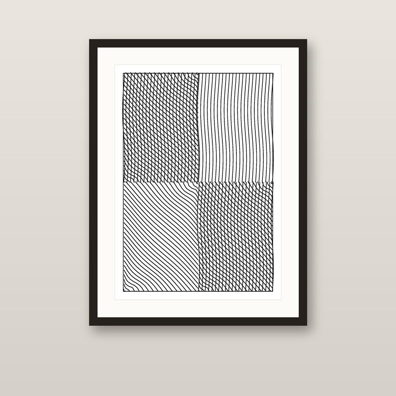 LeWitt Field n. 111 / Disegno originale 1/1 a plotter, griglia di linee intrecciate tracciata a mano, firmato a inchiostro, arte murale minimalista formato A3 immagine 1