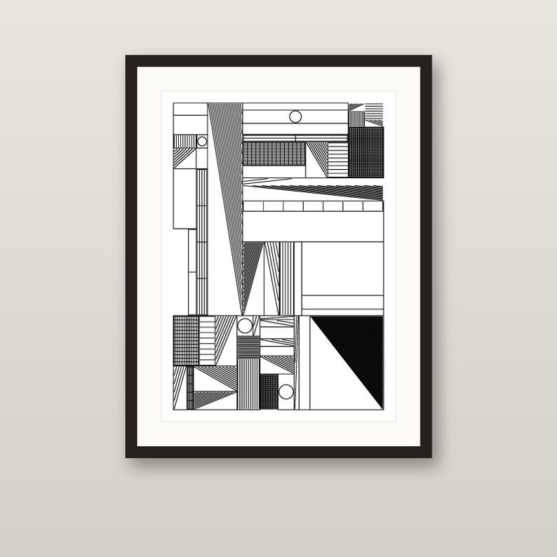 Molnár Study No. 92 | Original 1/1 Pen Plotter Drawing, Hand-Plotted Architectural Geometry, Signed Ink A3 Modern Wall Art image 1