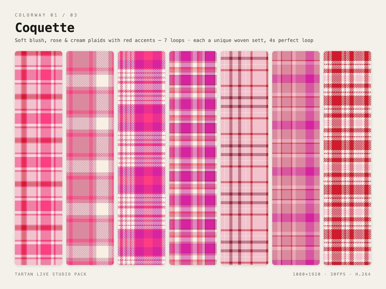Tartan Plaid TikTok Live Backgrounds | 20 Seamless Looping Videos (Digital Download) image 3