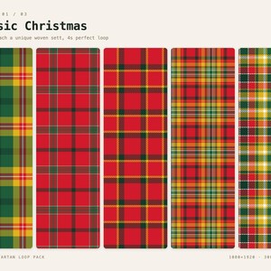 Christmas Tartan TikTok Live Background Bundle | 15 Seamless Looping Holiday Plaid Videos | Red Green Gold Vertical 9:16 MP4 OBS Stream image 2