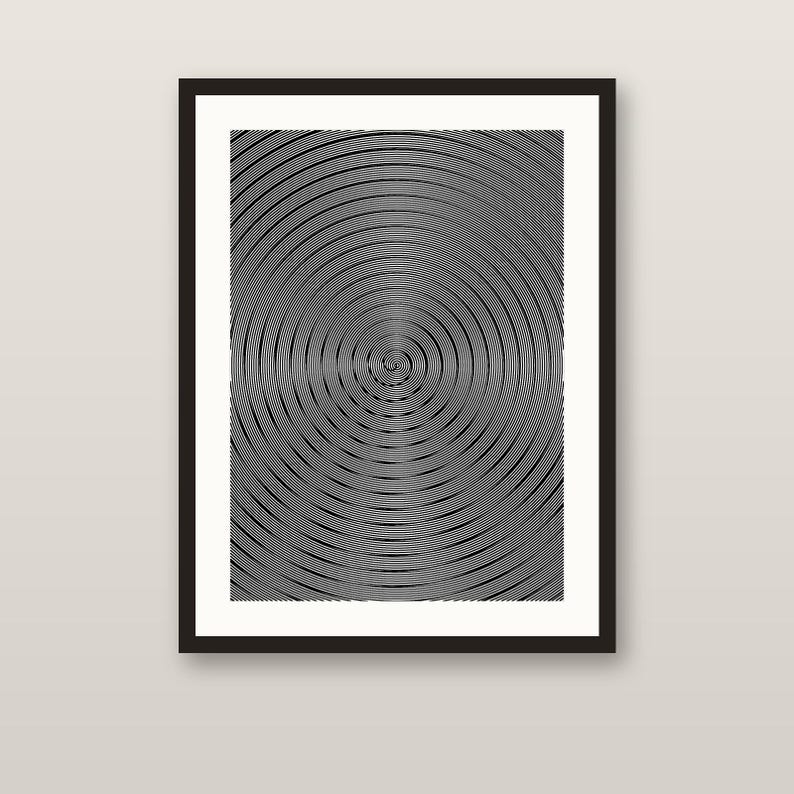 Moiré No. 957 | Original 1/1 Pen Plotter Drawing, Hand-Plotted Dense Spiral, Signed Archival Ink A3 Op Art Wall Art image 1