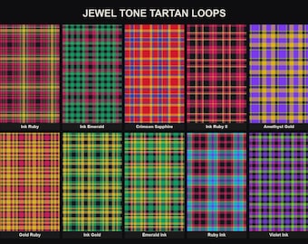 Juwelenfarbenes Tartan-Loop-Paket | 10 nahtlose, sich wiederholende Karo-Videohintergründe für TikTok Live, OBS, Twitch, Stream-Dekoration in satten Farben