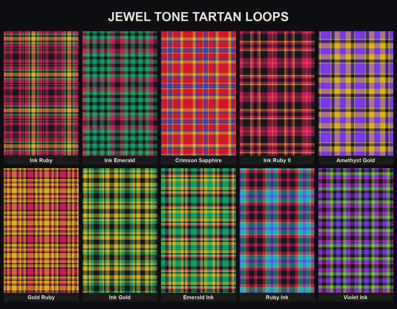 Jewel Tone Tartan Loop Pack | 10 Seamless Looping Plaid Video Backgrounds for TikTok Live, OBS, Twitch, Rich Color Stream Decor image 1