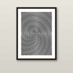 Moiré n. 797 / Disegno originale 1/1 a plotter, spirale ipnotica disegnata a mano, firmato, inchiostro d'archivio, formato A3, Op Art, arte da parete