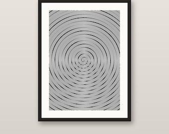 Moiré Nr. 797 | Originale 1/1-Stiftplotterzeichnung, handgezeichnete hypnotische Spirale, signierte Archivtinte, A3-Op-Art-Wandkunst