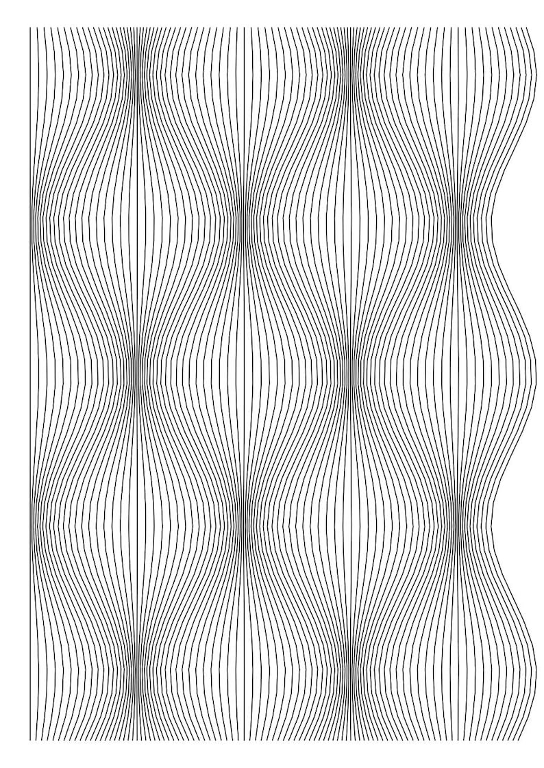 Op Art No. 288 | Original 1/1 Pen Plotter Drawing, Hand-Plotted Riley Wave, Signed Archival Ink A3 Geometric Wall Art image 1