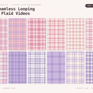 Pastel Coquette TikTok Live Background Bundle | 12 Seamless Looping Soft Plaid Videos | Pink Lavender Cream Vertical 9:16 MP4 OBS Cute
