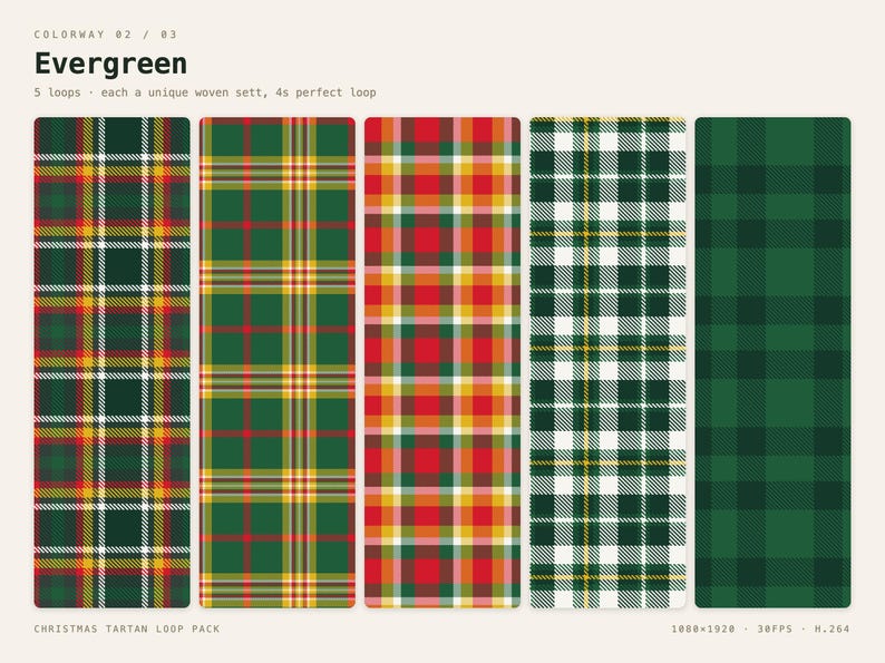 Christmas Tartan TikTok Live Background Bundle | 15 Seamless Looping Holiday Plaid Videos | Red Green Gold Vertical 9:16 MP4 OBS Stream image 3