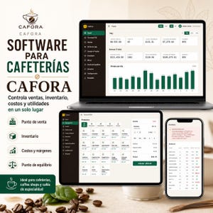 Software para Cafetería POS | Sistema Punto de Venta, Inventario y Costos | Coffee Shop POS System | HTML, Sin Mensualidad, Descarga