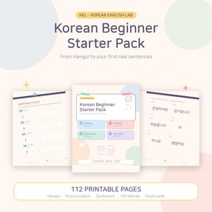 Koreanska nybörjarpaket: Hangul, 100 ord, meningar (utskrivbar PDF)
