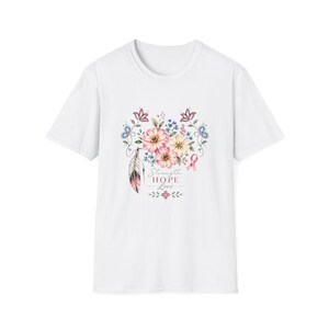 Floral Watercolor Bouquet T-Shirt | Hope Script Breast Cancer Awareness