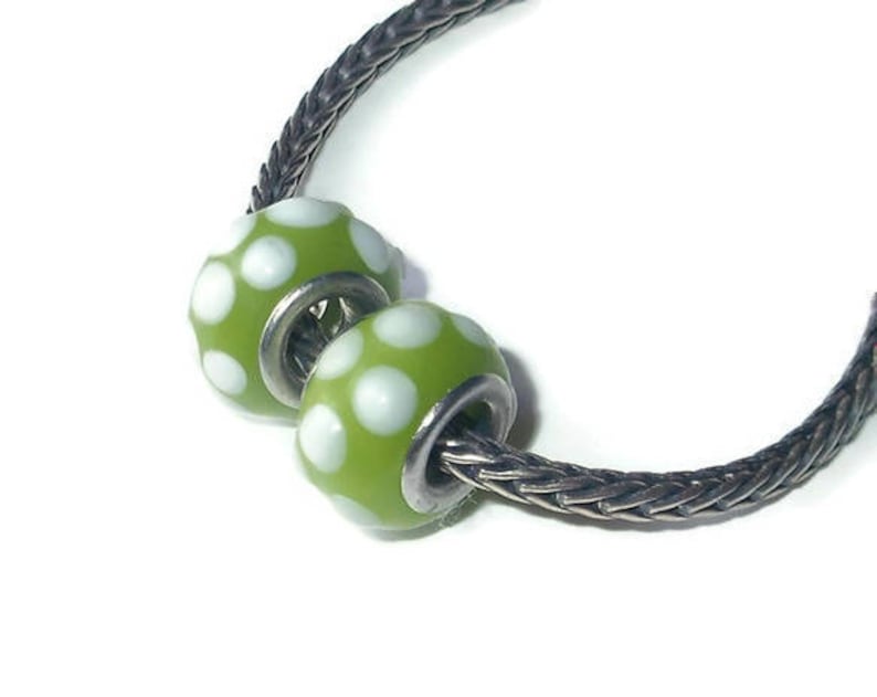jewellery gift for her green and white bracelet Green lampwork beaded bracelet crystal beads