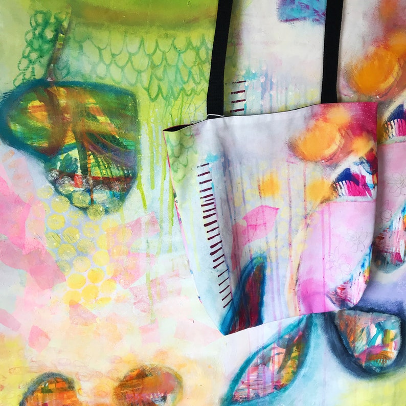 abstract painting canvas design shopping shopping bag Tote Bag
