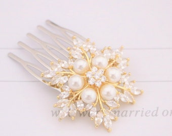 Wedding hair comb Side bridal hair piece Wedding hair accessories floral Wedding hair jewelry Rhinestone hair comb Wedding hair clip Veil