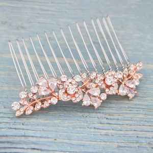 Bridal headpiece rose gold headpiece  rose gold hair comb rose gold hair piece Wedding headpiece Gold Bridal hair comb Side bridal comb Clip
