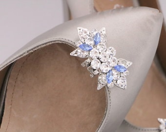 wedding shoe clips blue rhinestone shoe clips bridal shoe accessories shoe clips vintage style Bridal shoe clips Green Bridesmaid shoe clips