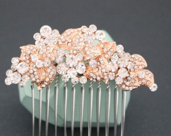 Bridal veil comb Rose gold Bridal hair comb Side bridal headpiece Wedding hair comb Rhinestone side comb Crystal Bridal hair comb Small Size