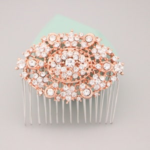 Bridal hair comb Crystal hair piece Rose gold Wedding comb Rhinestone Wedding hair piece Bridal hair accessories floral Wedding side comb in