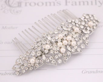 Pearl Wedding hair comb Bridal Rhinestone comb Wedding Decorative Combs Wedding side comb Bridal hair comb Silver Wedding hair comb Crystal