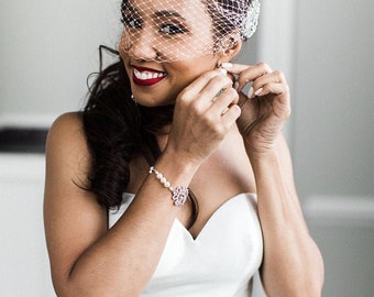 Gold hair piece birdcage veil Wedding hair comb Wedding fascinators Veil Wedding hair piece Bridal hair veil Ivory Wedding veil Bridal veil