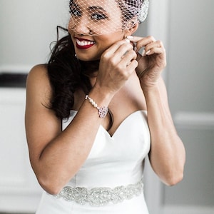 Bridal birdcage veil Wedding fascinators veil cage veil wedding hair bird cages Fascinator Wedding Veil Rhinestone Wedding Veil Face Ivory