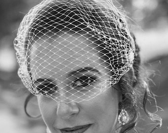 Bandeau Birdcage Wedding Veil Rhinestone Wedding Veil Face White birdcage veil hair comb fascinator wedding hair piece bridal birdcage veil