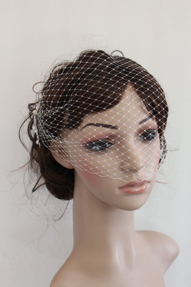 Birdcage veil bridal,Wedding birdcage veil,Ivory bird cage veil,Wedding veil. Bridal veil,Wedding fascinatores,Bridal Fascinators,Rhinestone image 4