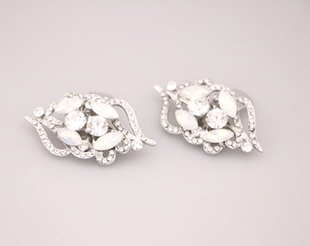 Silver Wedding shoe clips Navy blue Bridal shoe clip Crystal shoe clip