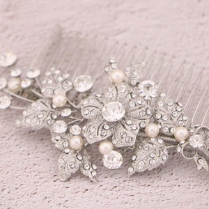 Bridal hair comb Silver Wedding hair accessories Wedding hair jewelry Side bridal headpiece Wedding hair comb Rhinestone Bridal comb Wedding image 8