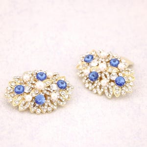 ウェディングシューズアクセサリー シュークリップ ラインストーンシュークリップ ネイビーブルー ブライダルシュークリップ ブルーシュークリップ サファイア ウェディングシュークリップ ネイビーブルー