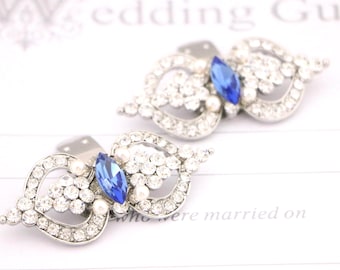 Sapphire Bridal shoe clips Crystal Shoe clips Rhinestone Wedding shoe clips Pearl shoe clips Crystal Jewelry Decorations Shoe Clip Sparkling