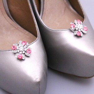wedding shoe clips Pink Crystal shoe clip Wedding dress shoe clips Navy blue Rhinestone shoe clips Bridesmaid shoe clips Blue shoe accessory image 5