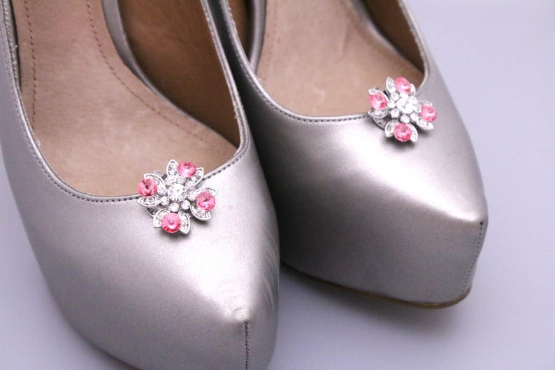 wedding shoe clips Pink Crystal shoe clip Wedding dress shoe clips Navy blue Rhinestone shoe clips Bridesmaid shoe clips Blue shoe accessory image 5