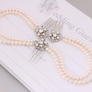 Silver Wedding hair chain Boho pearl headpiece Swarovski pearl Bridal hair chain Crystal hair chain Wedding hair jewelry hair chain haircomb