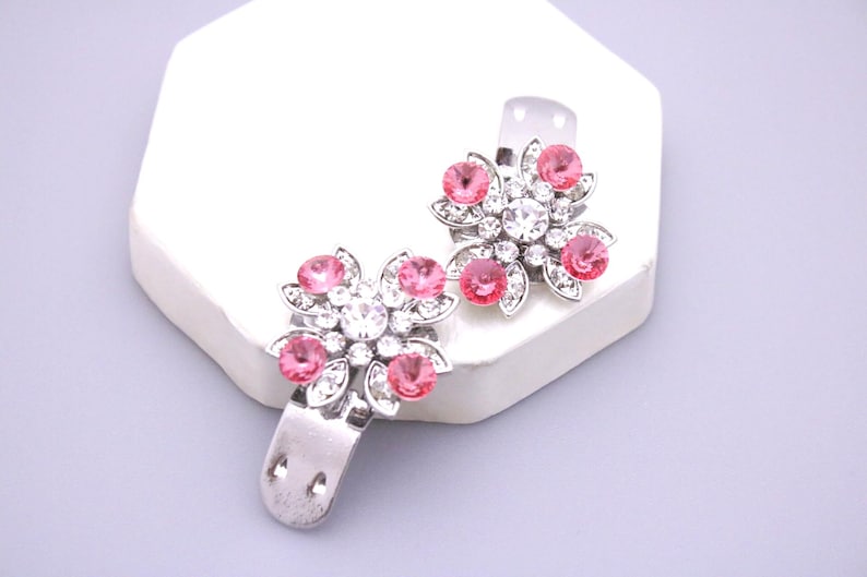 wedding shoe clips Pink Crystal shoe clip Wedding dress shoe clips Navy blue Rhinestone shoe clips Bridesmaid shoe clips Blue shoe accessory image 7