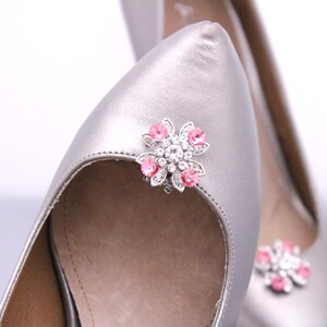 wedding shoe clips Pink Crystal shoe clip Wedding dress shoe clips Navy blue Rhinestone shoe clips Bridesmaid shoe clips Blue shoe accessory image 9